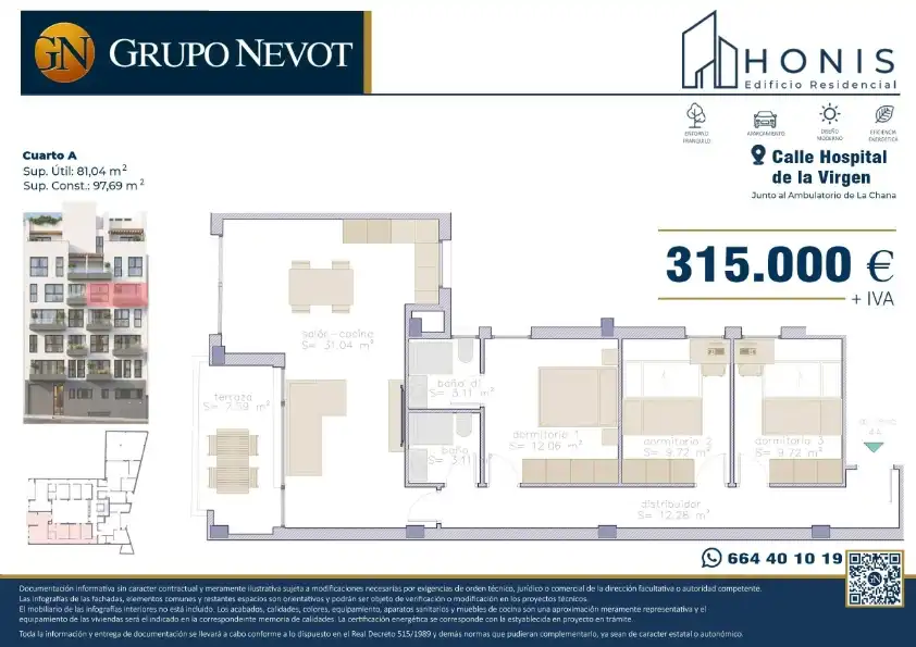 Piso en venta en Calle Hospital de la Virgen, 9, Angustias - Chana - Encina