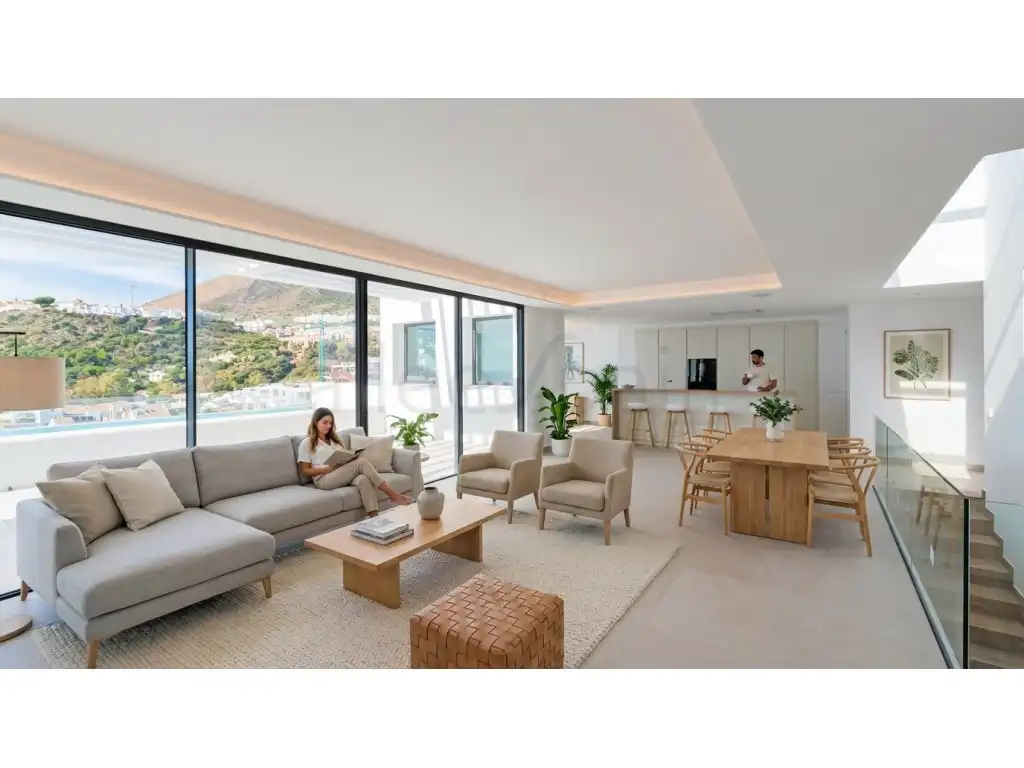 Sala d'estar de Casa o xalet en venda en Benalmádena amb Aire condicionat, Piscina i Piscina comunitària
