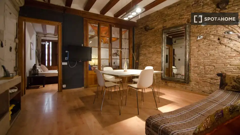 Sala de estar de Piso de alquiler en Barcelona con Aire acondicionado, Calefacción y Amueblado