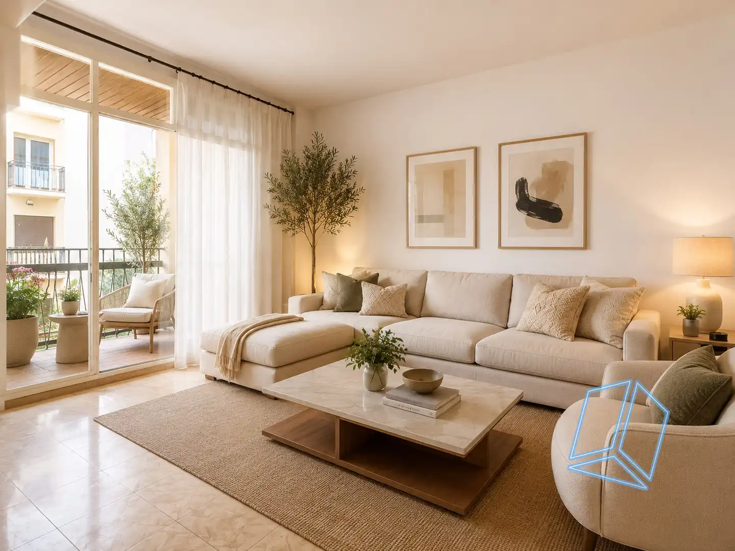 Sala de estar de Piso en venta en L'Hospitalet de Llobregat con Balcón