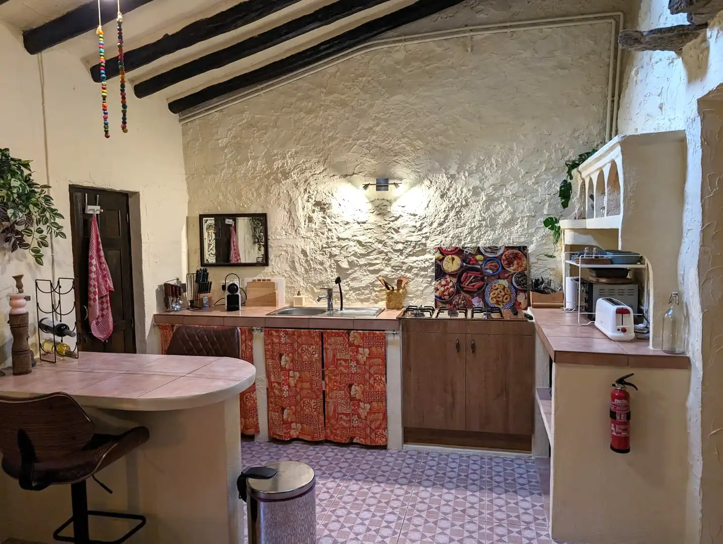 Küche von Country house zum Verkauf in El Perelló mit Heizung und Balkon