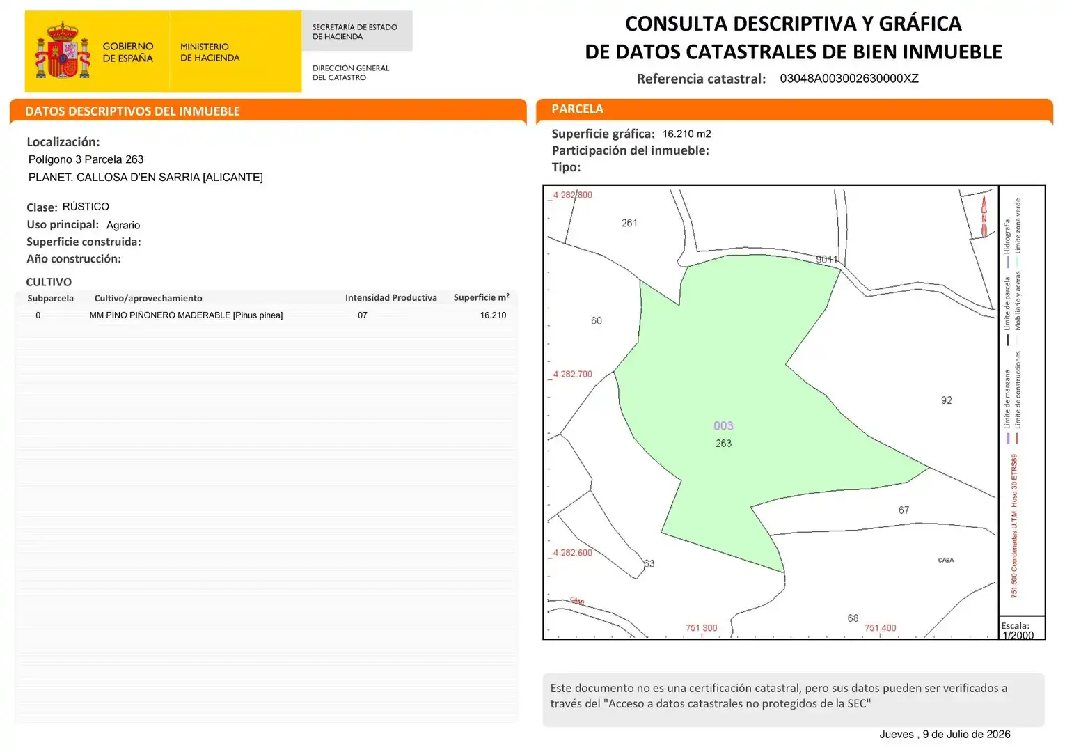 Terreno rustico in vendita a Callosa d'en Sarrià, imagen 15