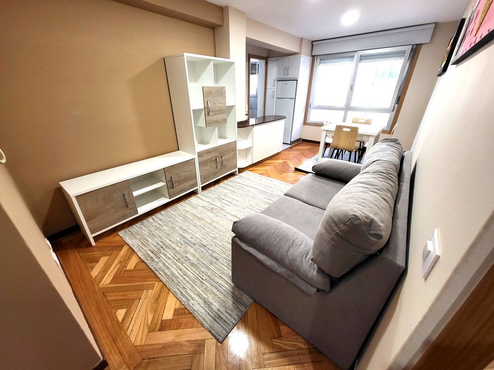 Sala d'estar de Apartament de lloguer en Vigo  amb Parquet, Moblat i Forn