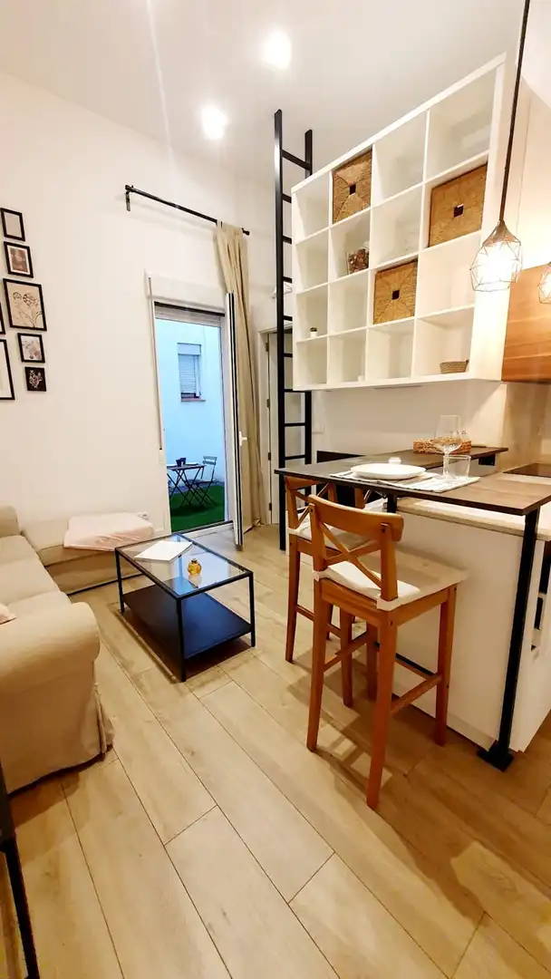 Living room of Flat for rent in Madrid  with Air Conditioner, Heating and Private garden