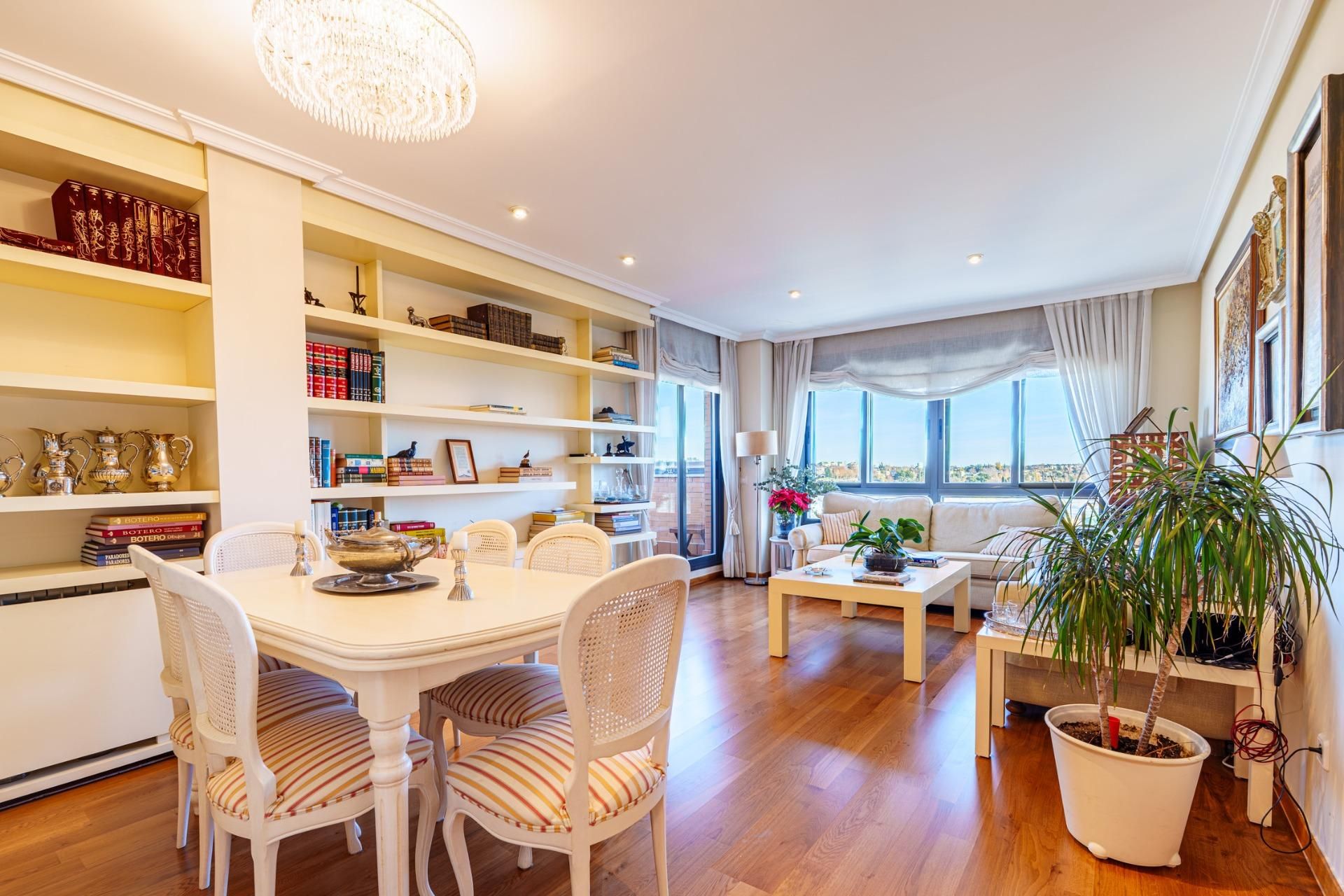 Living room of Flat for sale in  Madrid Capital  with Air Conditioner, Private garden and Terrace