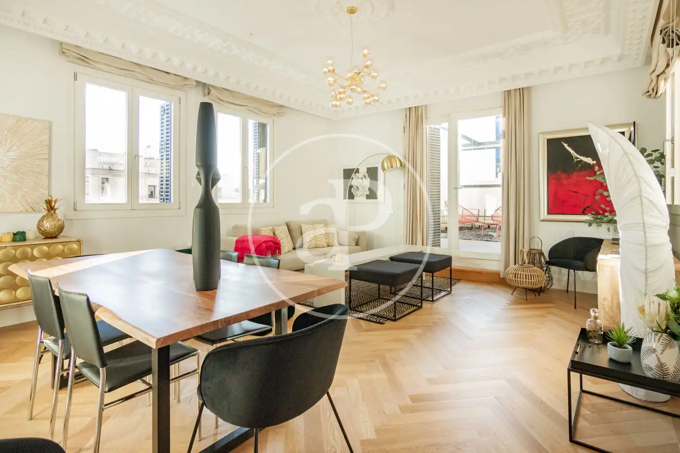 Living room of Flat for rent in Madrid  with Air Conditioner, Heating and Furnished