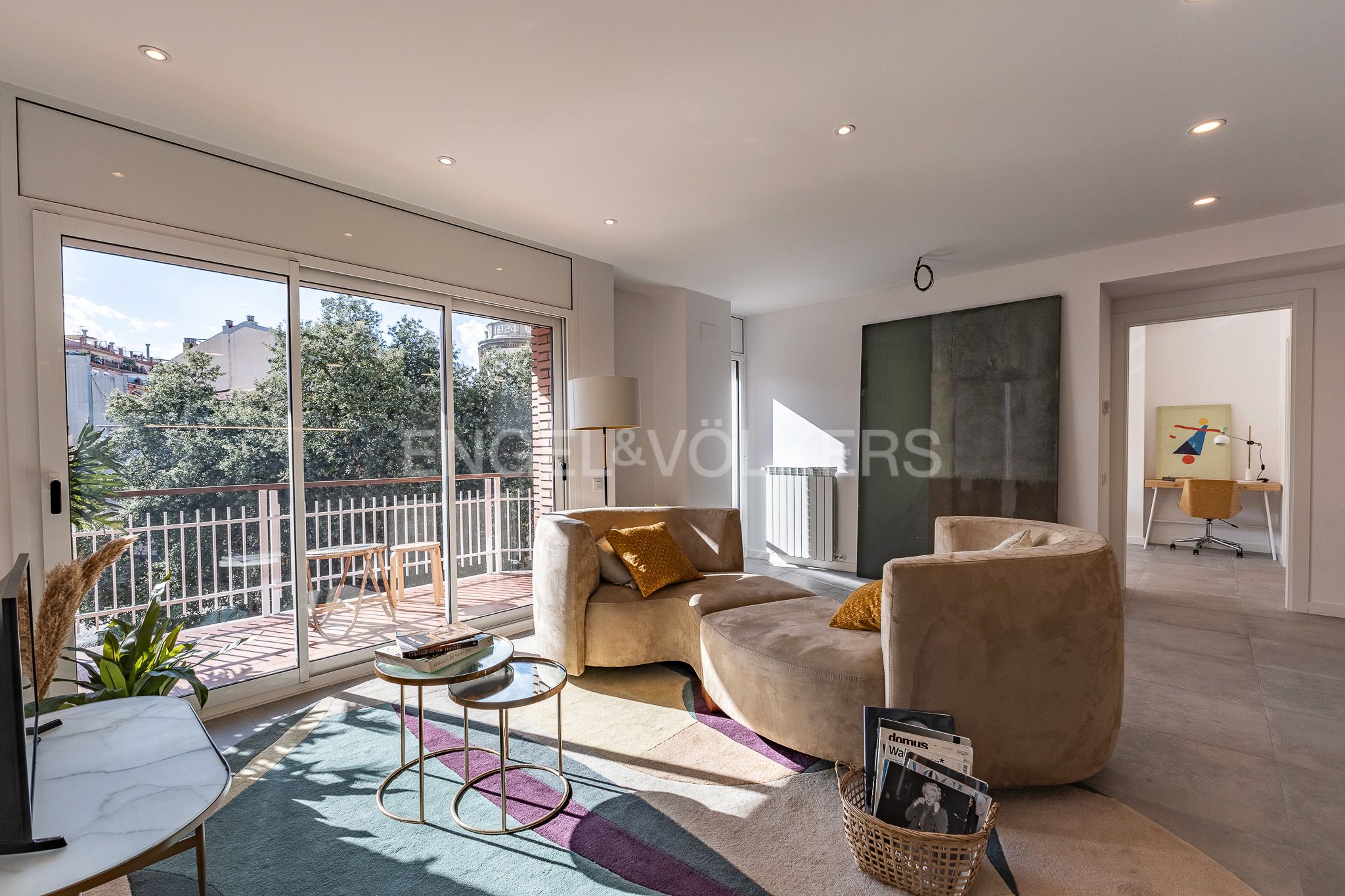 Sala d'estar de Apartament en venda en Sant Cugat del Vallès amb Aire condicionat, Calefacció i Parquet