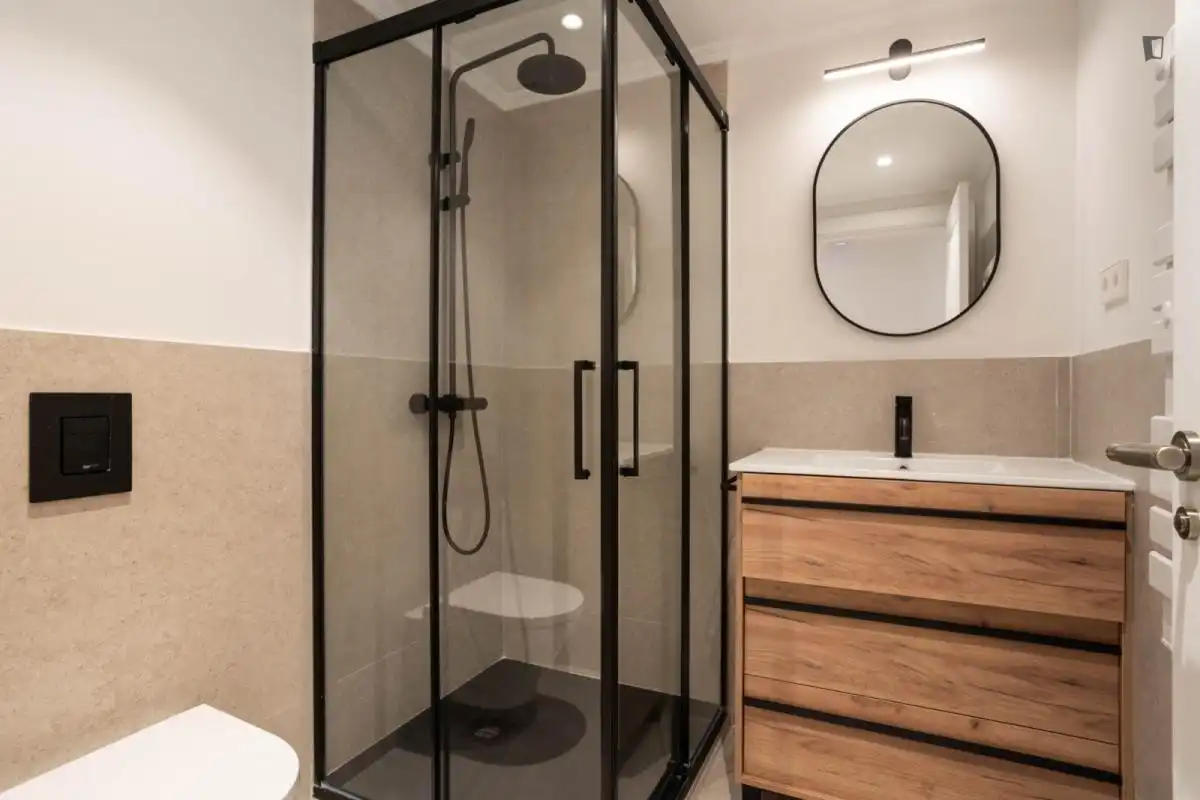 Bany de Apartament de lloguer en Madrid amb Aire condicionat, Calefacció i Moblat
