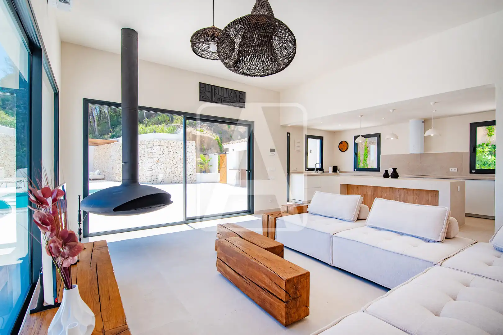 Sala d'estar de Finca rústica en venda en Benissa amb Aire condicionat, Calefacció i Jardí privat