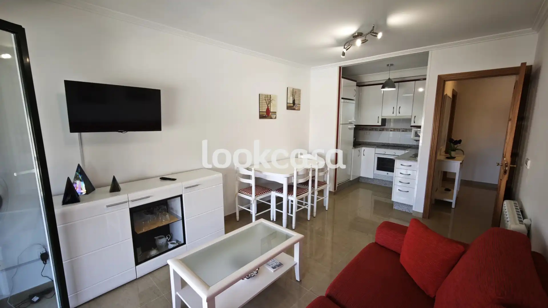 Living room of Flat for sale in Sanxenxo  with Heating, Private garden and Parquet flooring