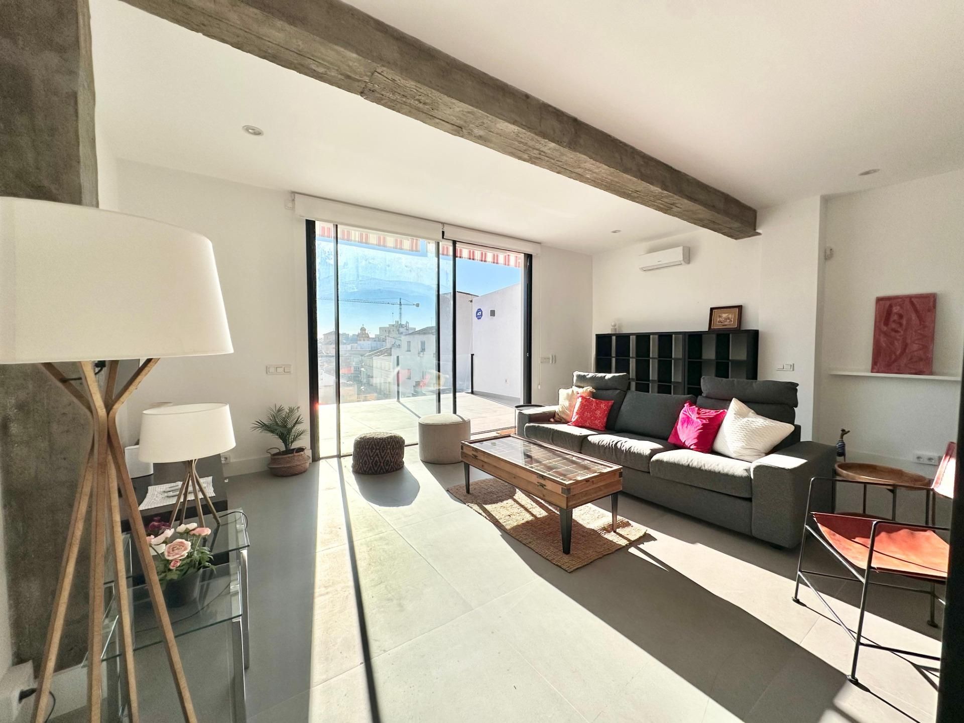 Living room of Flat for sale in Málaga Capital  with Air Conditioner, Terrace and Furnished