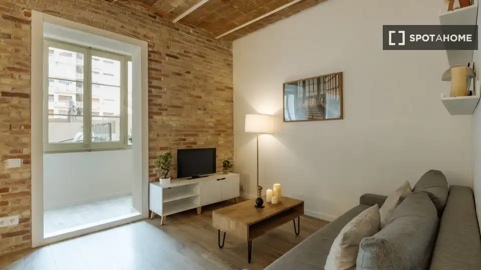 Sala de estar de Piso de alquiler en Barcelona con Aire acondicionado, Calefacción y Amueblado