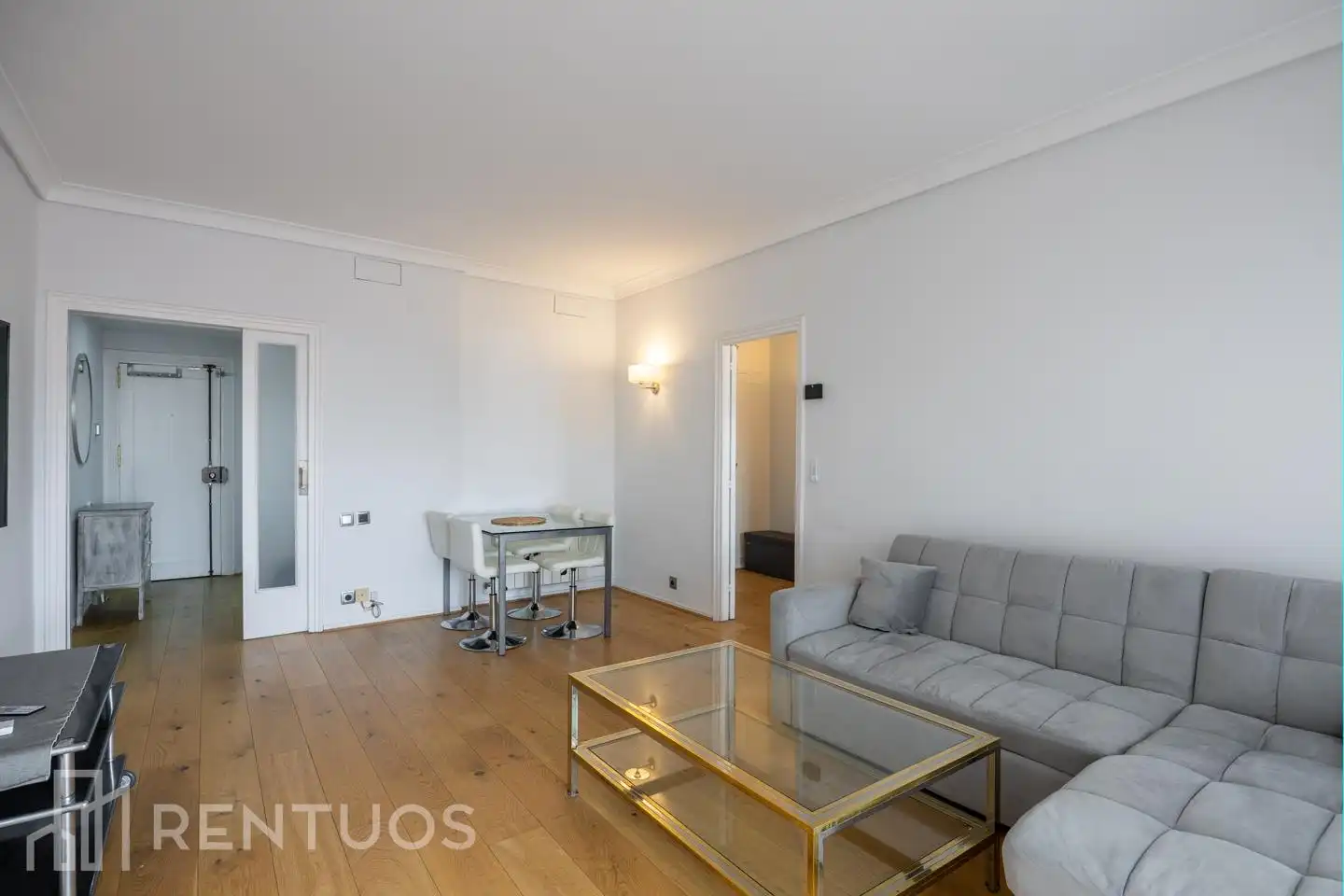 Wohnzimmer von Dachboden zur Miete in Madrid mit Klimaanlage, Parkett und Terrasse