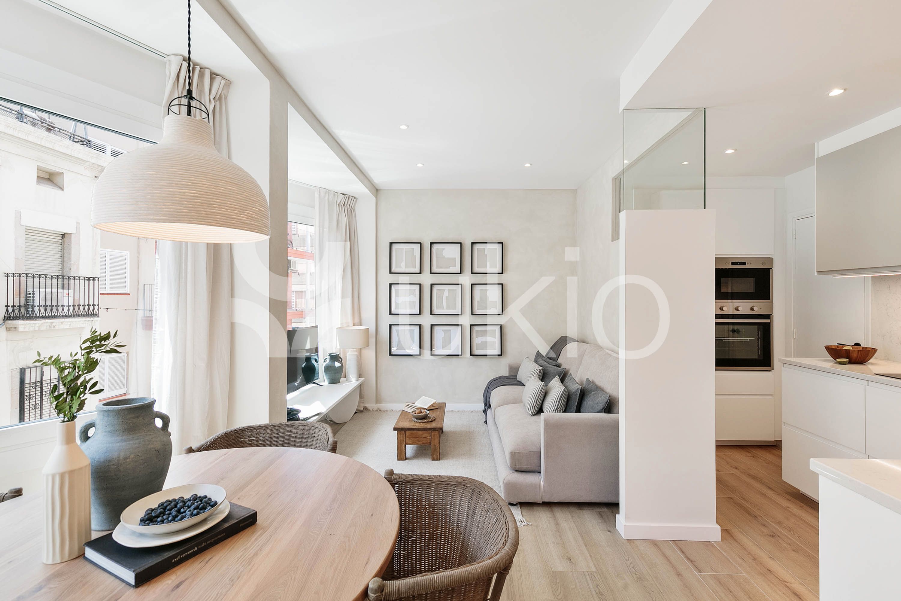 Sala d'estar de Apartament de lloguer en  Barcelona Capital amb Aire condicionat, Moblat i Forn