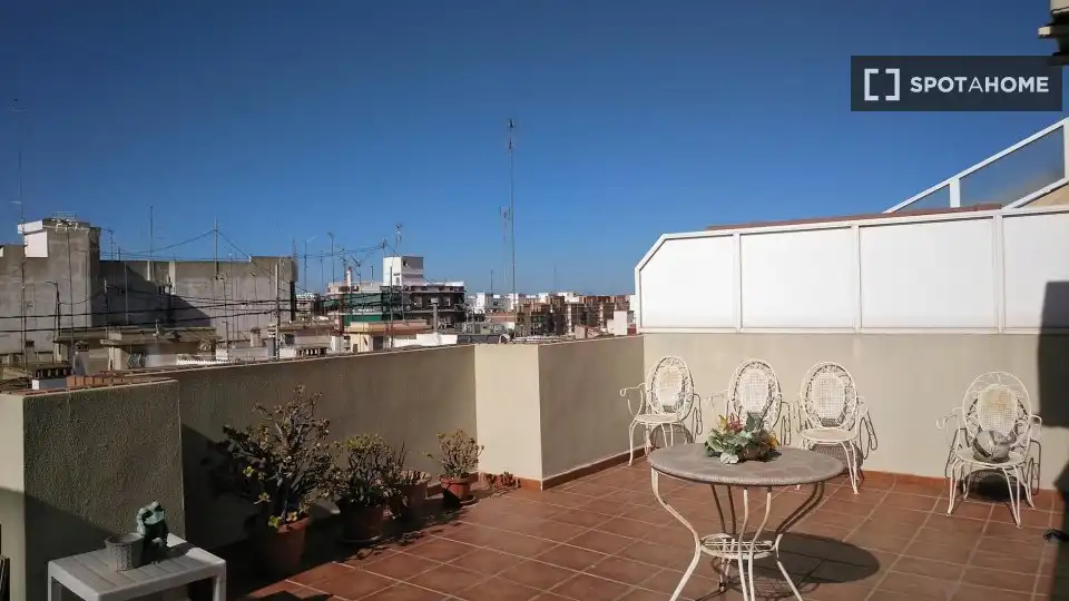 Terraza de Piso de alquiler en Valencia con Aire acondicionado, Calefacción y Amueblado