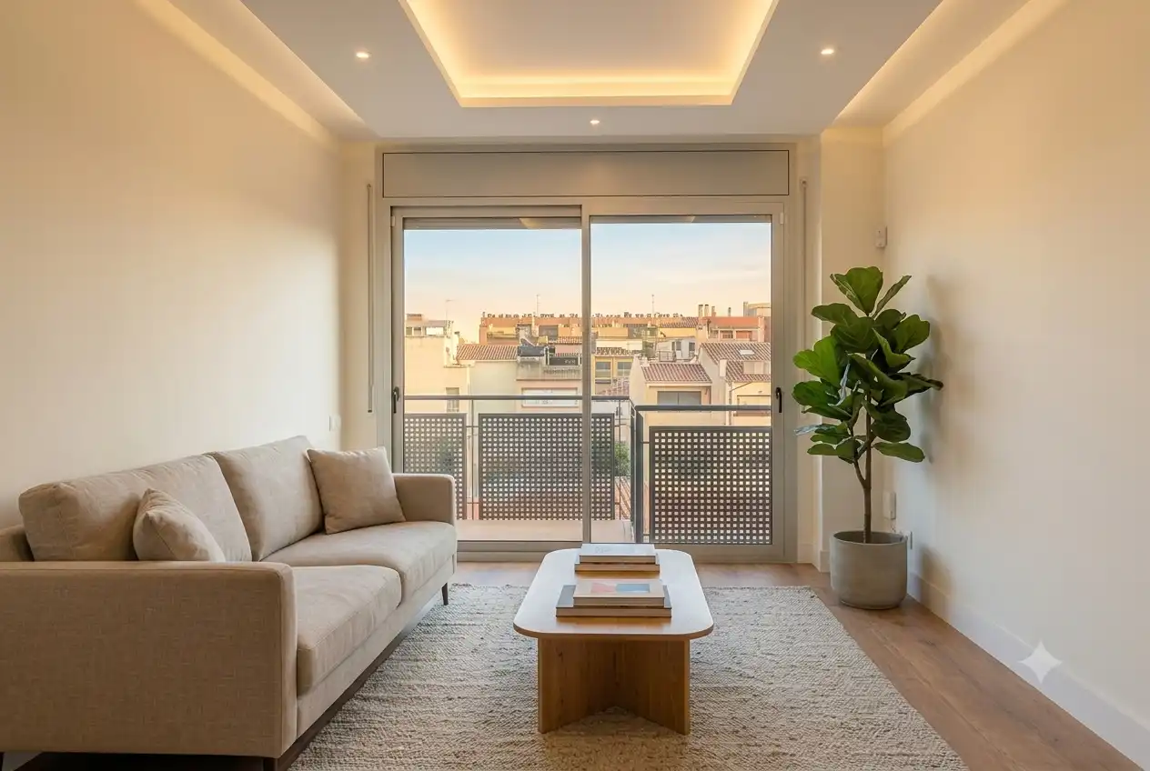 Living room of Flat for rent in Sabadell  with Air Conditioner, Heating and Parquet flooring