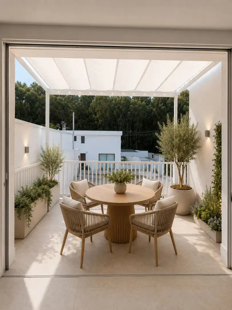 Terrasse von Einfamilien-Reihenhaus zur Miete in L'Alfàs del Pi mit Klimaanlage, Privatgarten und Terrasse