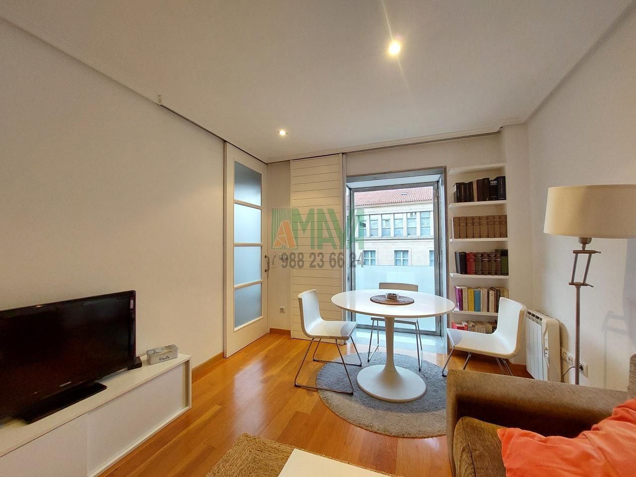 Sala d'estar de Apartament de lloguer en Ourense Capital  amb Calefacció, Moblat i Balcó