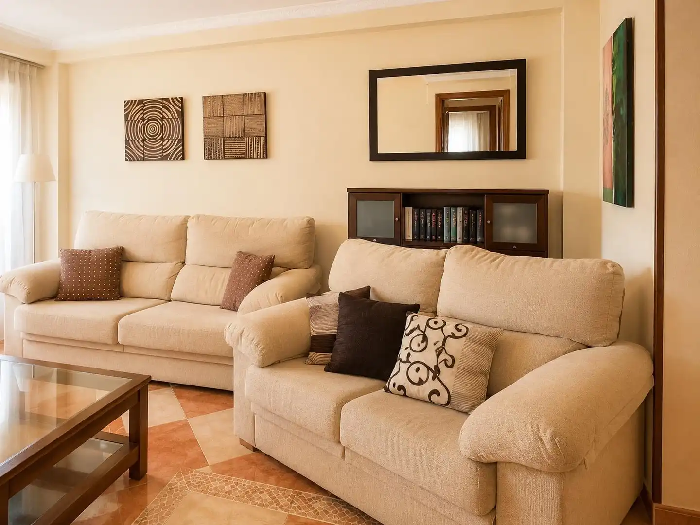 Wohnzimmer von Wohnung zum Verkauf in Jerez de la Frontera mit Klimaanlage, Privatgarten und Möbliert