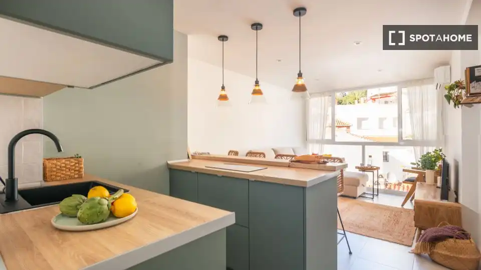 Cuina de Apartament per a compartir en Málaga amb Aire condicionat, Calefacció i Terrassa