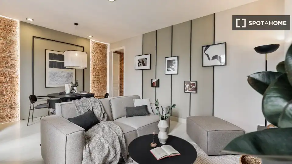Sala de estar de Piso de alquiler en Barcelona con Aire acondicionado, Calefacción y Amueblado