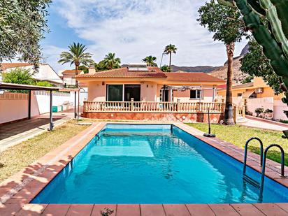 Exterior view of House or chalet for sale in Roquetas de Mar  with Private garden and Swimming Pool