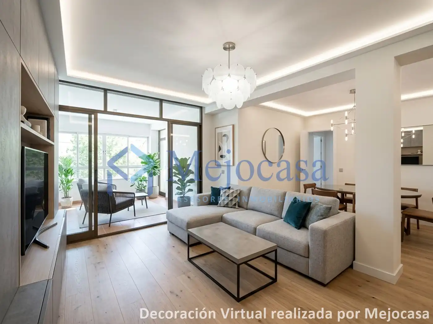 Living room of Flat for sale in  Madrid Capital  with Heating, Private garden and Parquet flooring