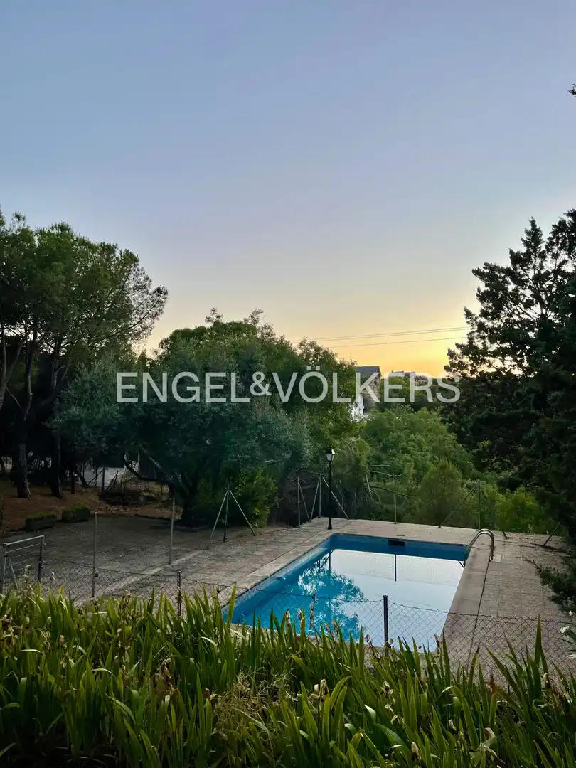 Vista exterior de Casa o xalet en venda en Las Rozas de Madrid amb Calefacció, Jardí privat i Piscina