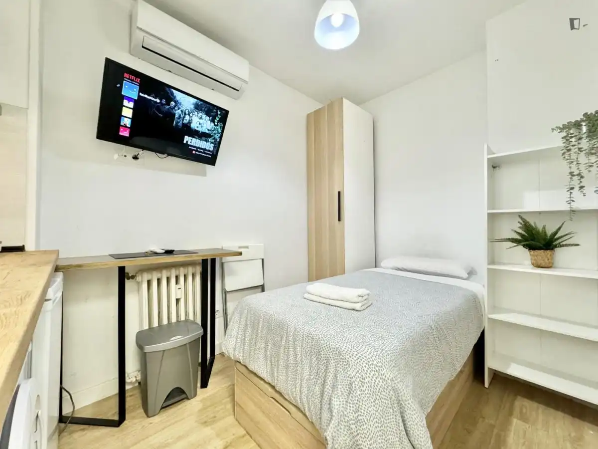 Schlafzimmer von Wohnung zur Miete in Madrid mit Klimaanlage, Möbliert und Waschmaschine