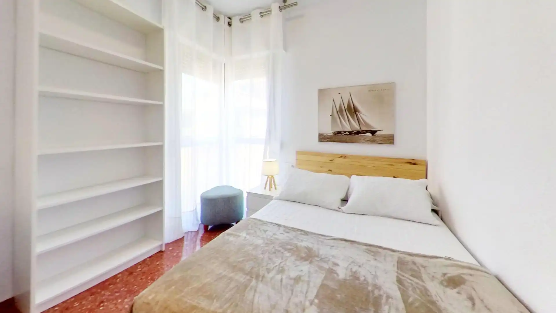 Schlafzimmer von Wohnung zur Miete in Valencia mit Terrasse, Möbliert und Balkon
