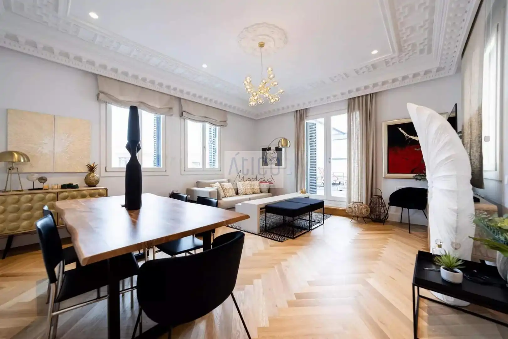 Sala d'estar de Àtic de lloguer en Madrid amb Aire condicionat, Calefacció i Terrassa