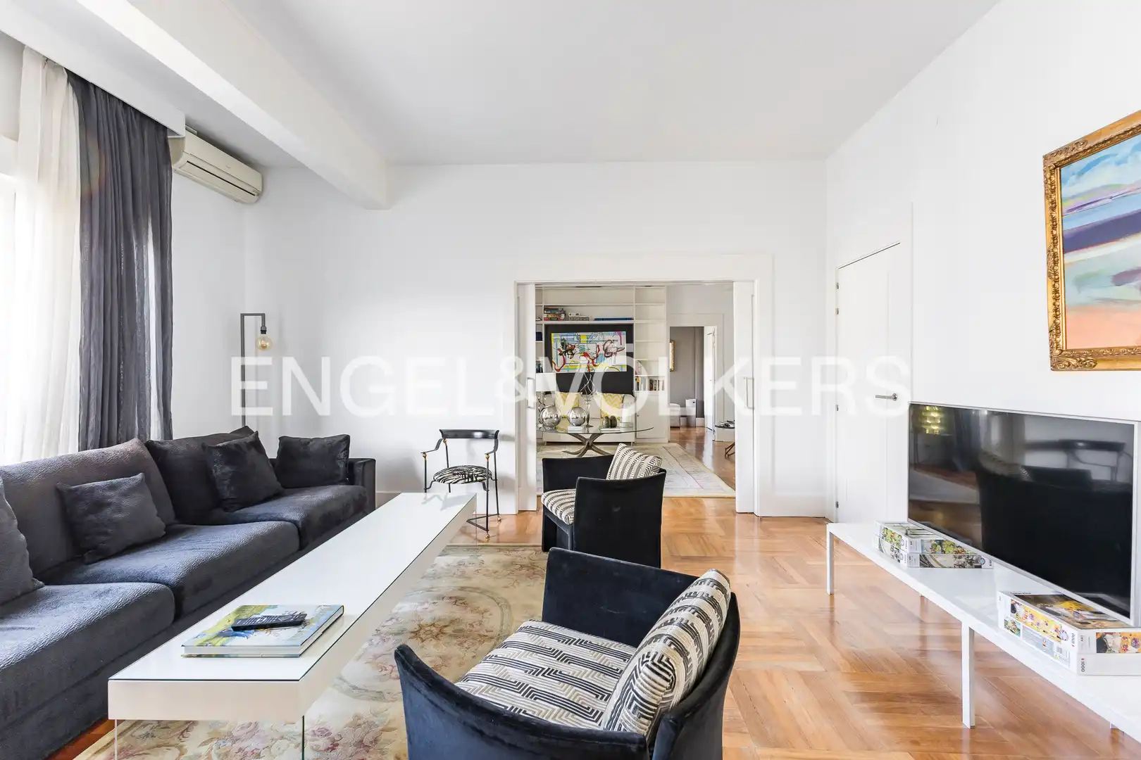 Wohnzimmer von Wohnung zur Miete in Madrid mit Klimaanlage, Heizung und Parkett