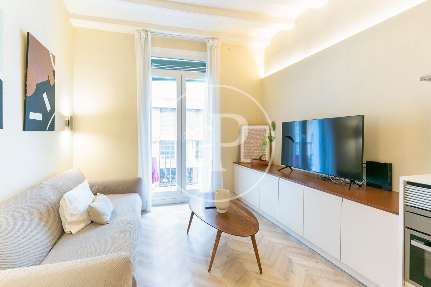 Sala de estar de Piso en venta en  Barcelona Capital con Calefacción, Amueblado y Balcón