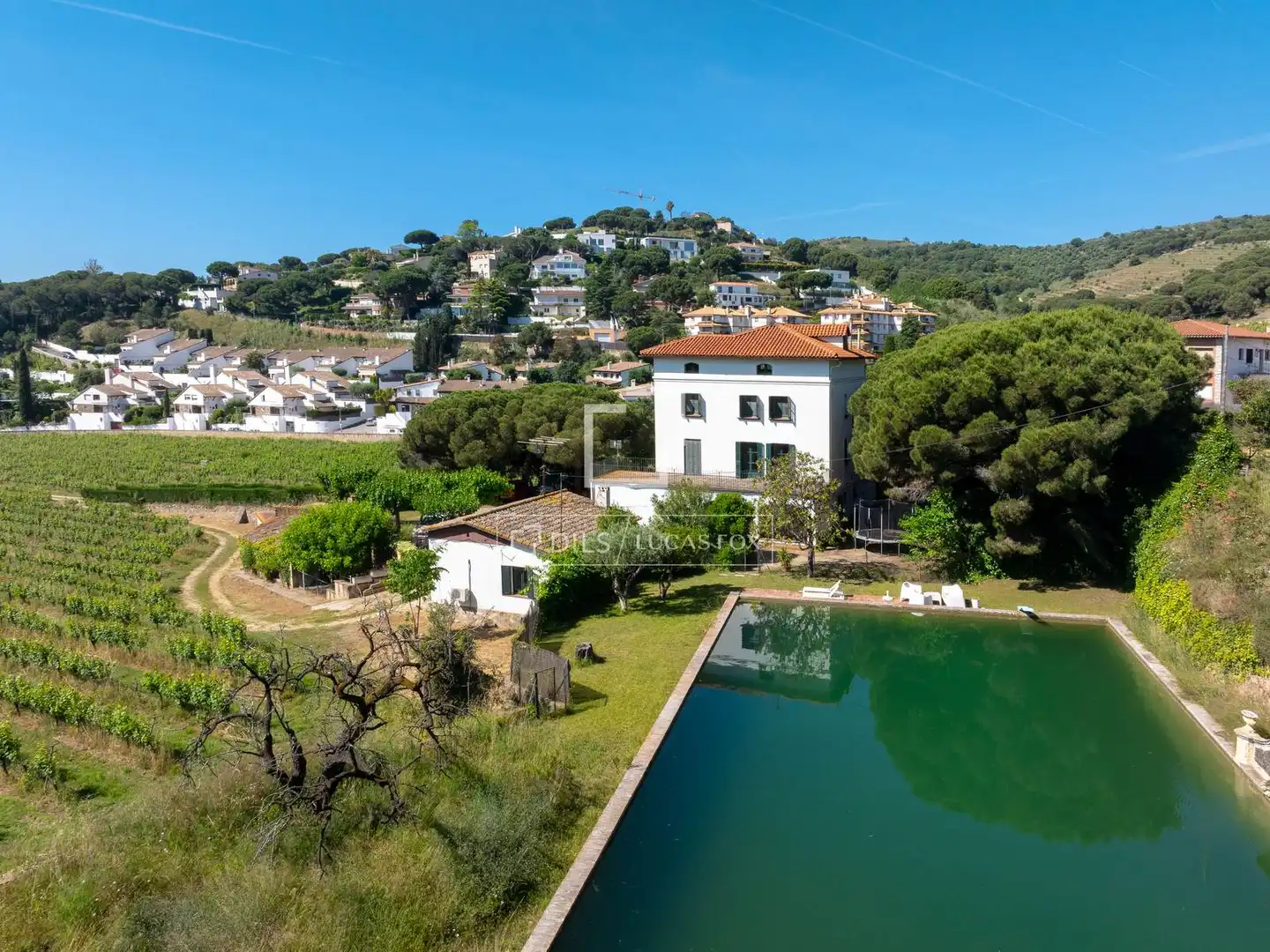 Vista exterior de Finca rústica en venda en Alella amb Jardí privat, Terrassa i Traster