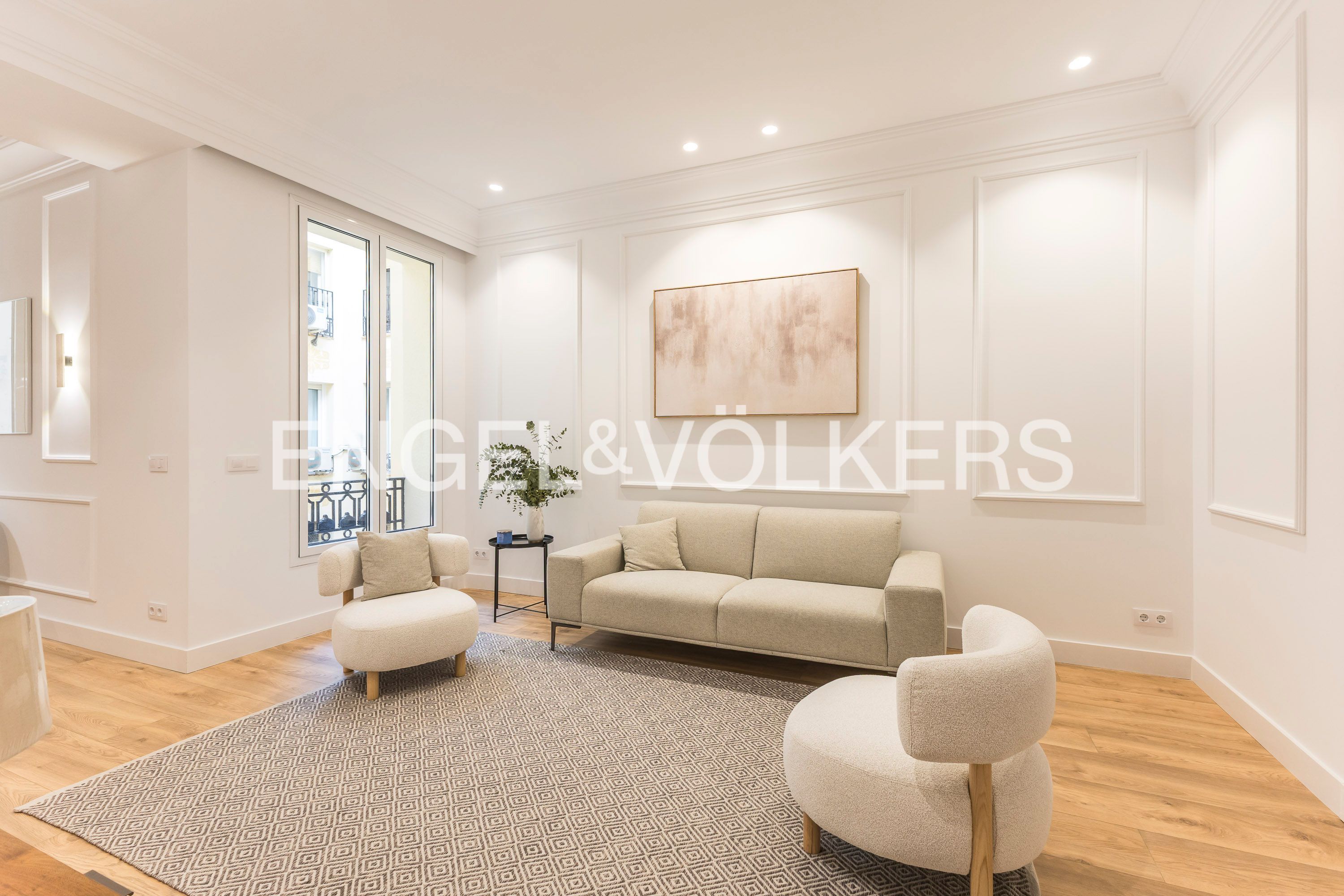 Sala d'estar de Pis de lloguer en  Madrid Capital amb Aire condicionat, Calefacció i Parquet