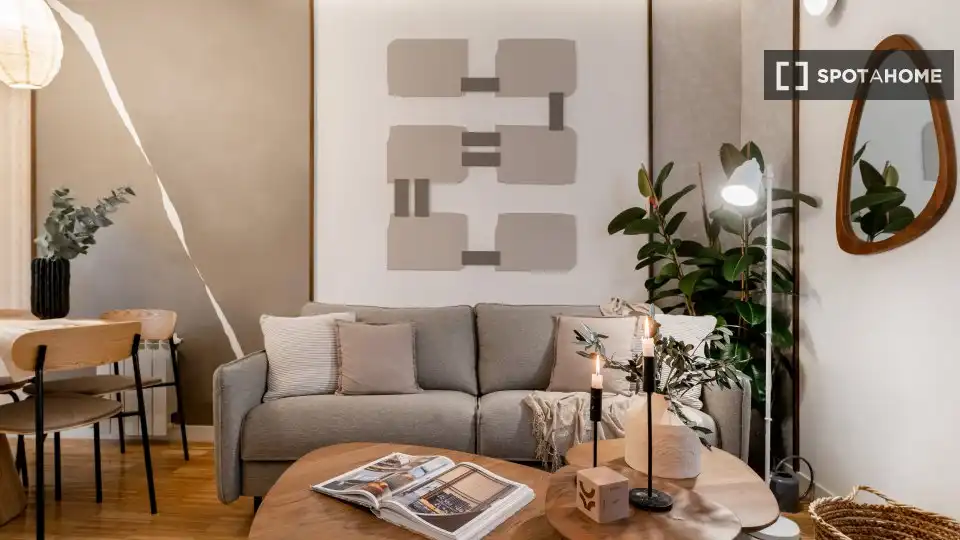 Living room of Flat for rent in Madrid  with Air Conditioner, Heating and Furnished