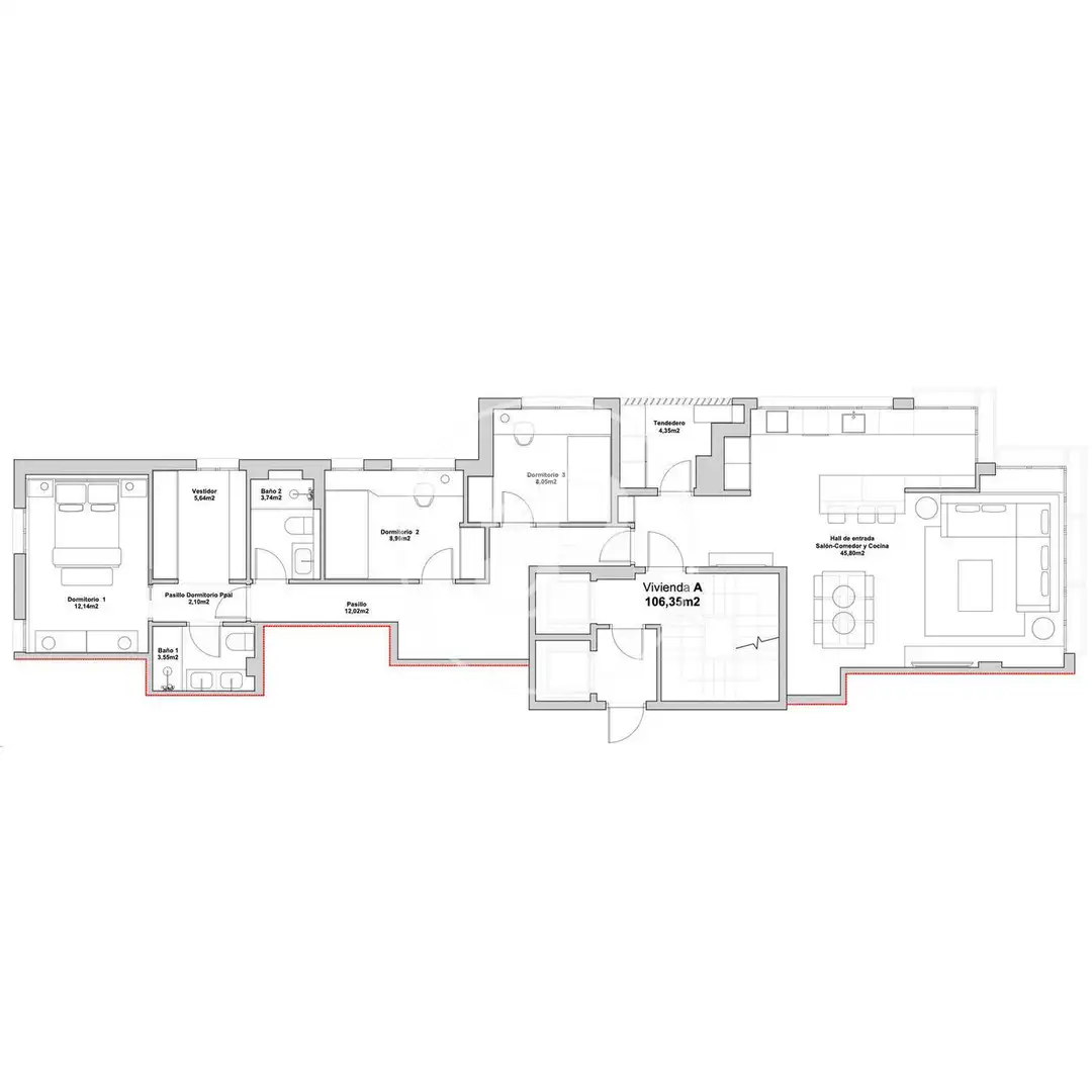 Wohnung zum Verkauf in Ciudad Lineal