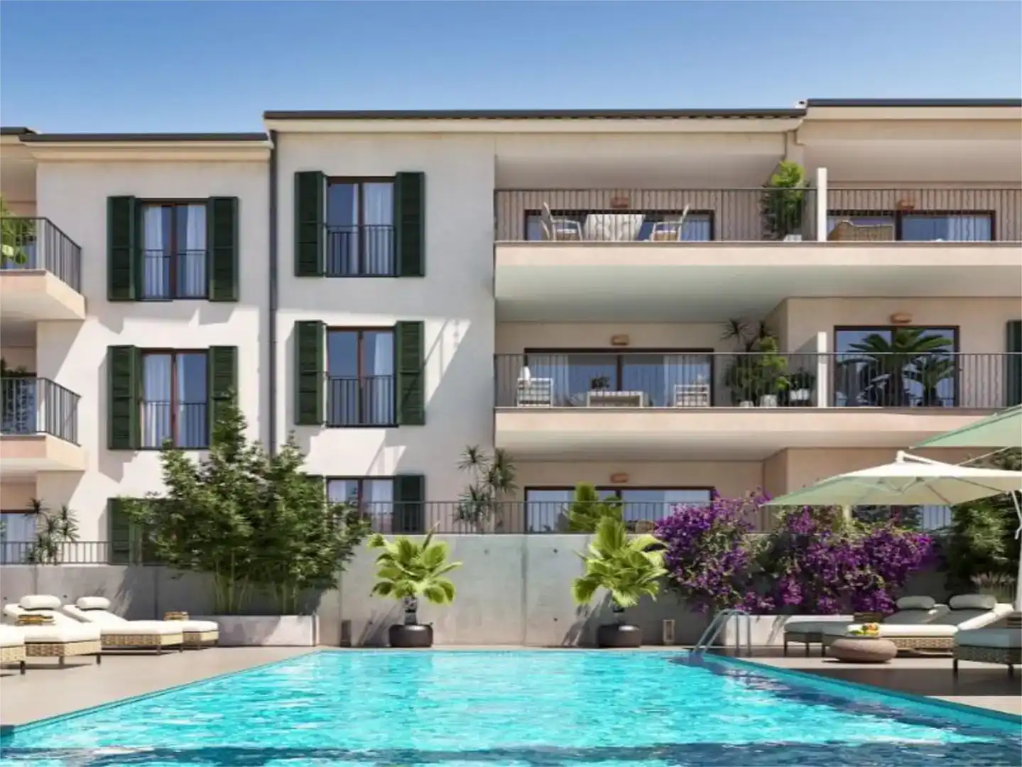 Außenansicht von Wohnung zum Verkauf in Capdepera mit Klimaanlage, Schwimmbad und Balkon