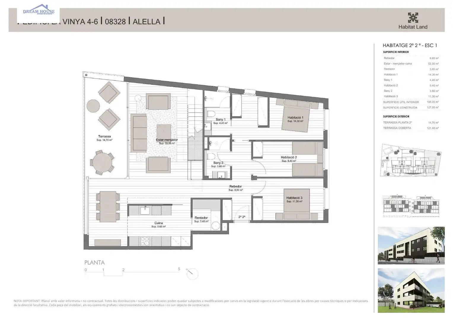 Dachboden zum Verkauf in Alella mit Klimaanlage, Heizung und Terrasse