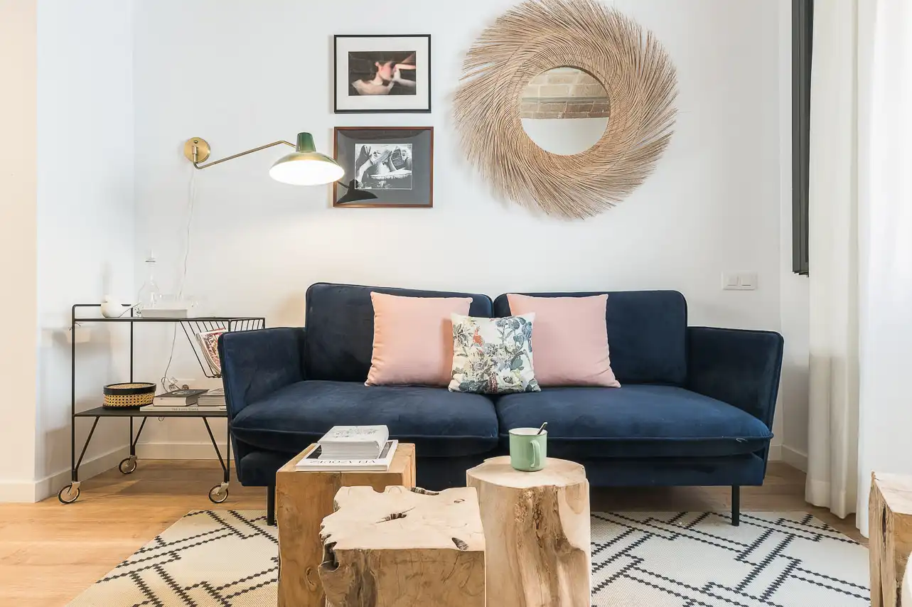 Sala de estar de Apartamento de alquiler en Barcelona con Aire acondicionado, Calefacción y Amueblado