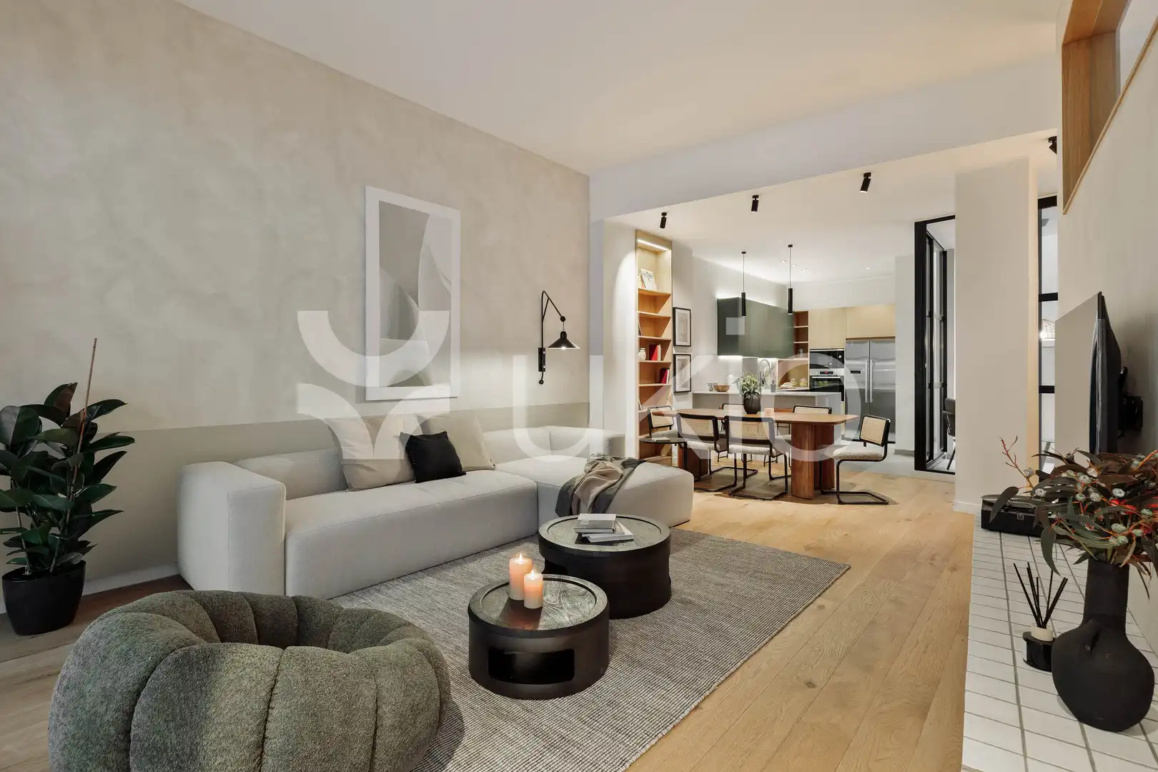 Sala de estar de Apartamento de alquiler en Barcelona con Aire acondicionado, Calefacción y Terraza