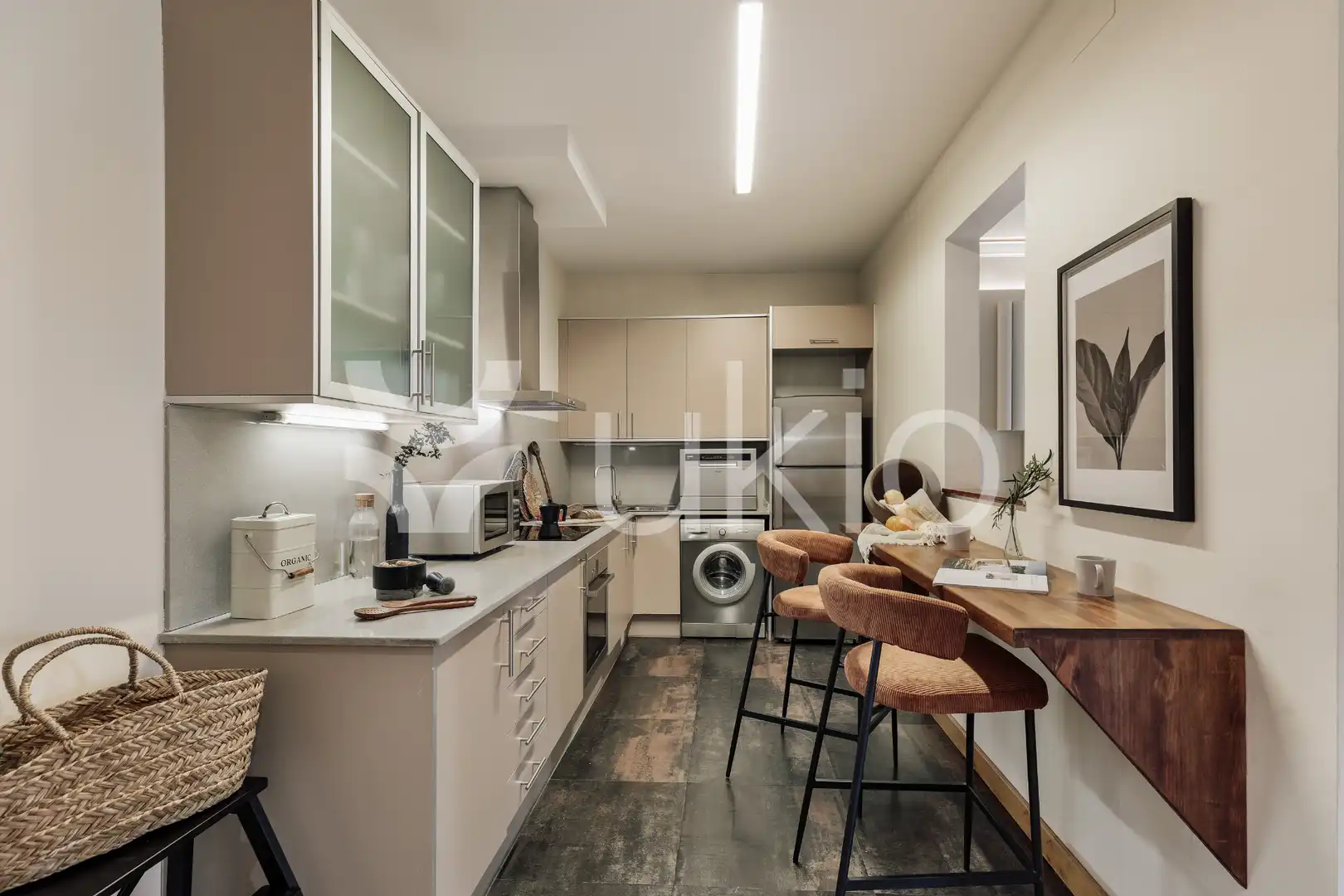 Cocina de Apartamento de alquiler en Barcelona con Aire acondicionado, Calefacción y Terraza