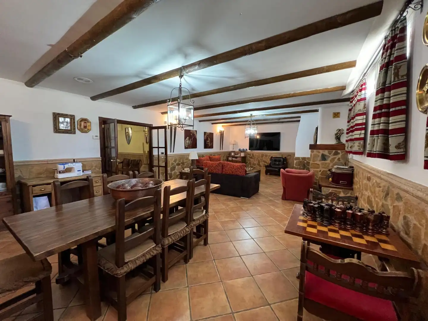 Menjador de Finca rústica en venda en Sax amb Aire condicionat, Jardí privat i Terrassa