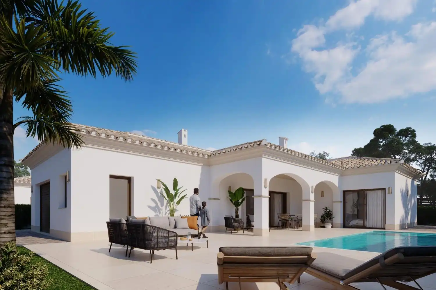 Vista exterior de Casa o xalet en venda en San Pedro del Pinatar amb Jardí privat i Piscina