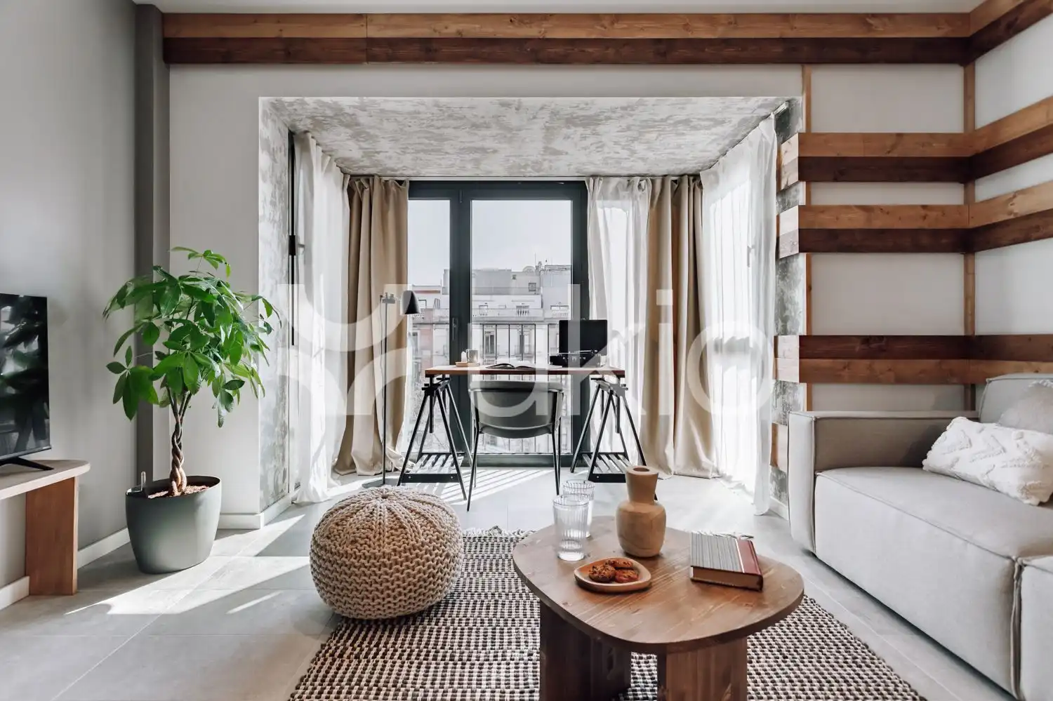 Wohnzimmer von Wohnungen zur Miete in Barcelona mit Klimaanlage, Möbliert und Ofen