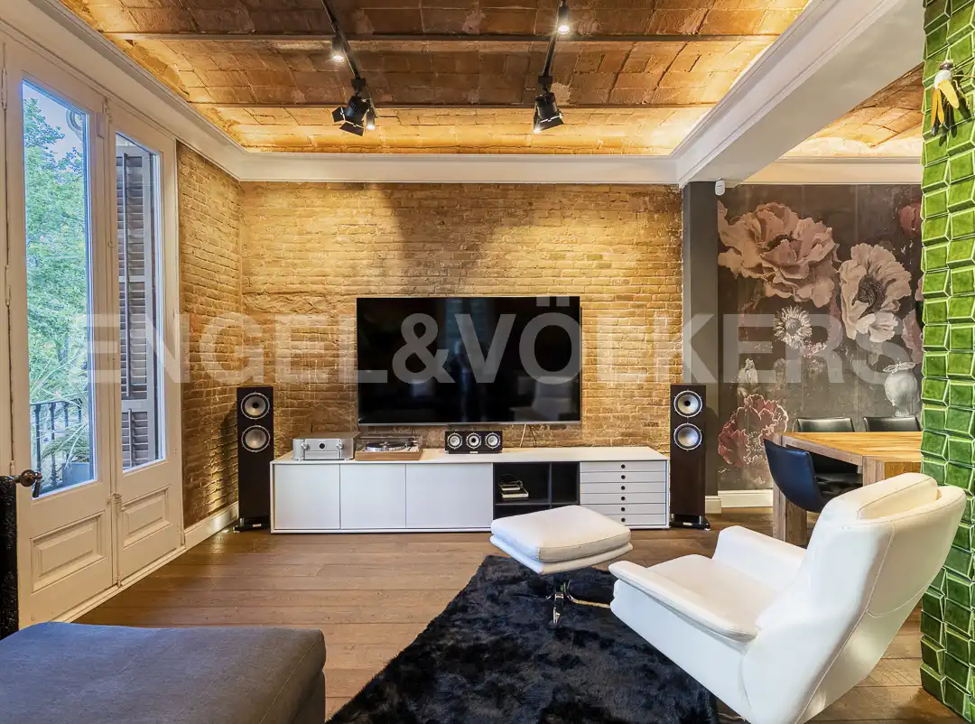Sala de estar de Piso de alquiler en Barcelona con Aire acondicionado, Calefacción y Parquet