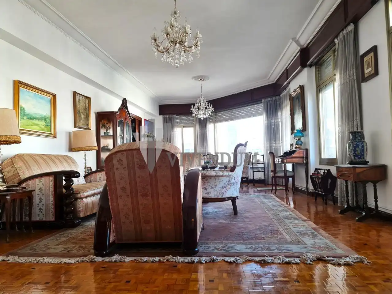 Living room of Flat for sale in Vigo   with Heating, Parquet flooring and Terrace