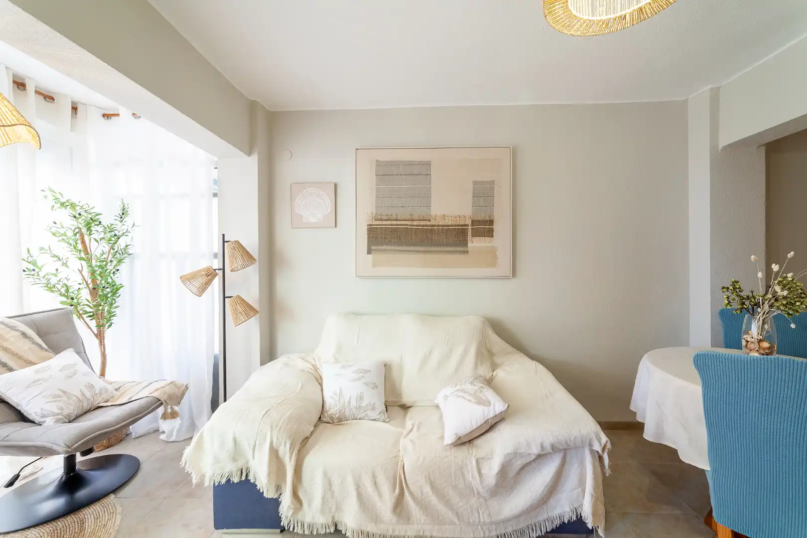 Wohnzimmer von Wohnung zur Miete in Sueca mit Klimaanlage, Heizung und Terrasse