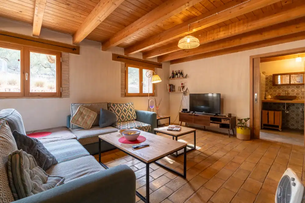 Sala de estar de Finca rústica en venta en Aldover con Jardín privado, Terraza y Amueblado