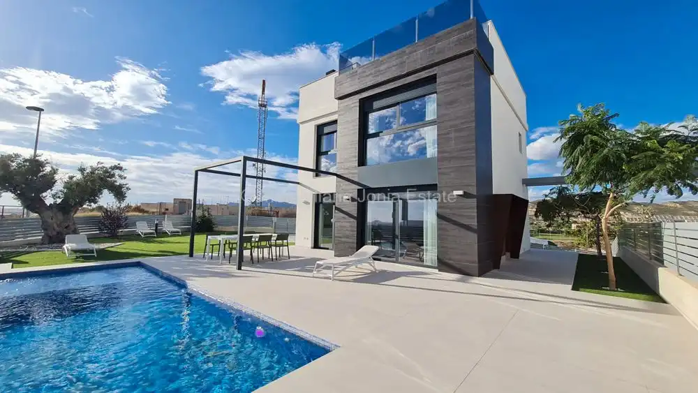 Vista exterior de Casa o chalet en venta en Mutxamel con Aire acondicionado, Jardín privado y Terraza